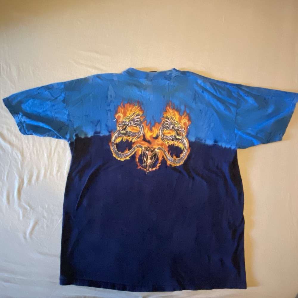 Vtg. Global Generation Dragon & Flames T-Shirt XL Tie Dye See Photo Y2K 90's